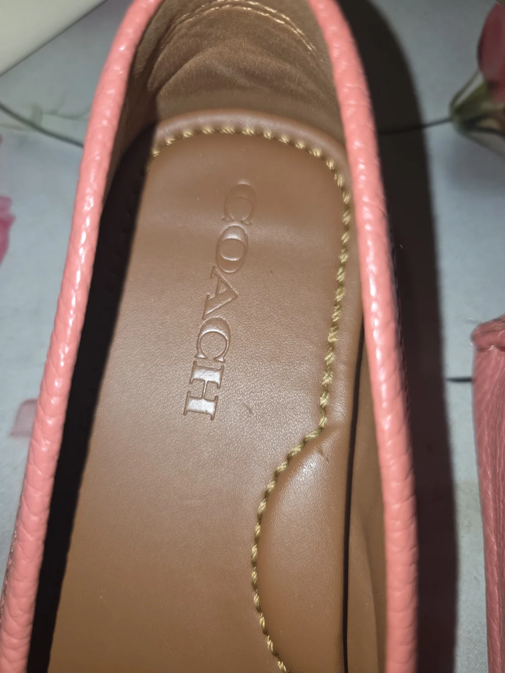 Coach Coral Pink Leather Bit Loafers